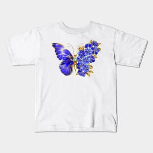 Flower Sapphire Butterfly Kids T-Shirt